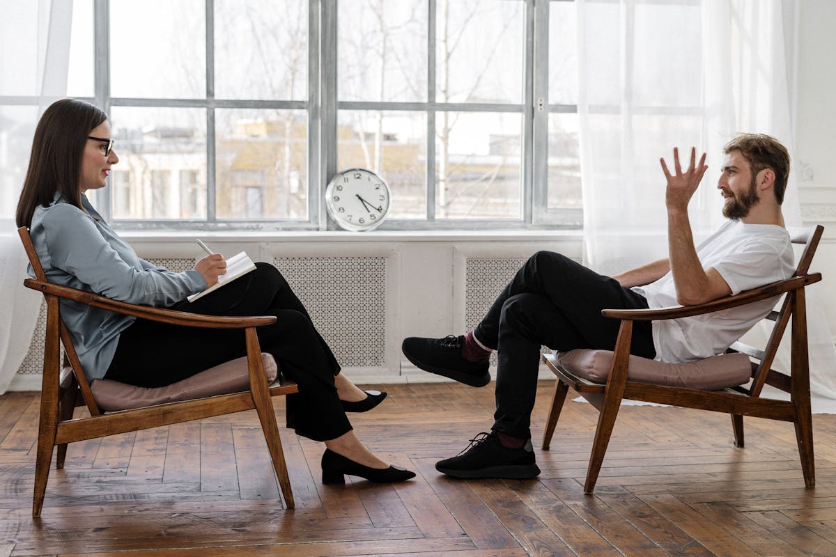 One-on-one therapy session in a clinical setting